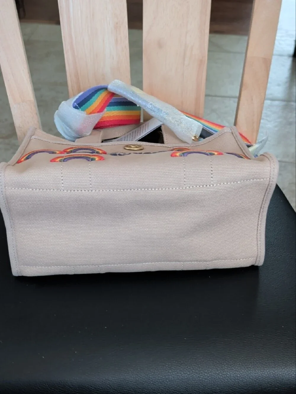 Coach Pride Rainbow Embroidered Canvas Cargo Tote Crossbody 26 NWT - Picture 6 of 10
